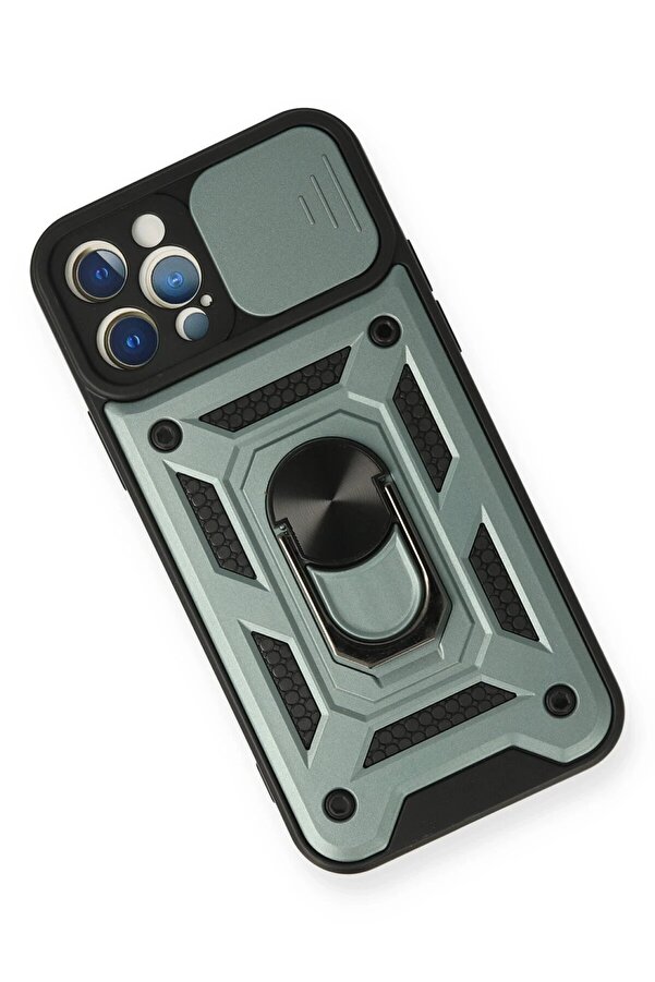 İphone 12 Pro Kılıf Pars Lens Yüzüklü Si̇li̇kon - Yeşi̇l - Dropx6107-3343