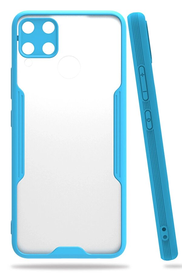 Realme C15 Kılıf Plati̇n Si̇li̇kon - Mavi̇ - Dropx3502-2837