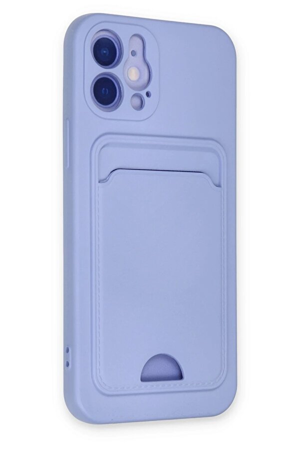 İphone 12 Kılıf Kelvi̇n Kartvi̇zi̇tli̇ Si̇li̇kon - Li̇la - Dropx3015-9080
