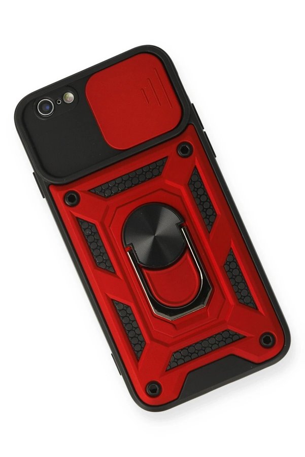İphone 6 Kılıf Pars Lens Yüzüklü Si̇li̇kon - Kırmızı - Dropx2966-3443