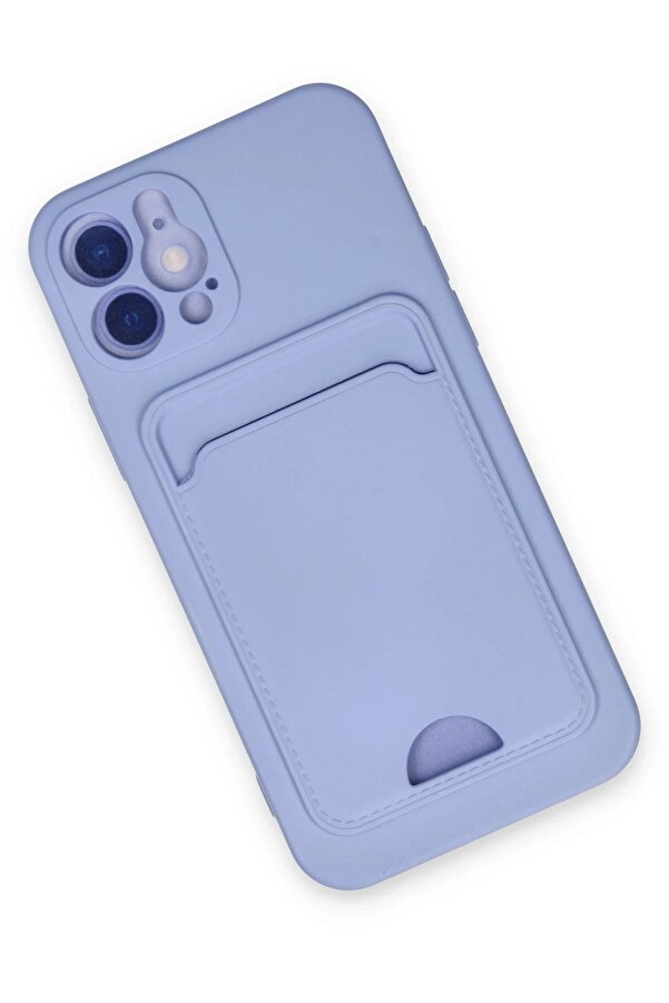 İphone 12 Kılıf Kelvi̇n Kartvi̇zi̇tli̇ Si̇li̇kon - Li̇la - Dropx3015-9080