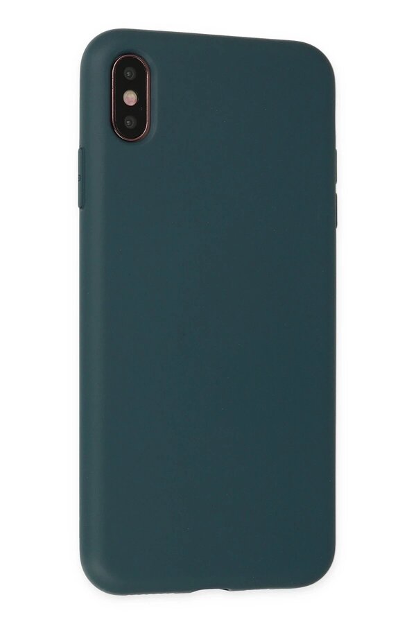 İphone Xs Max Kılıf Nano İçi̇ Kadi̇fe Si̇li̇kon - Koyu Yeşi̇l - Dropx4706-5478