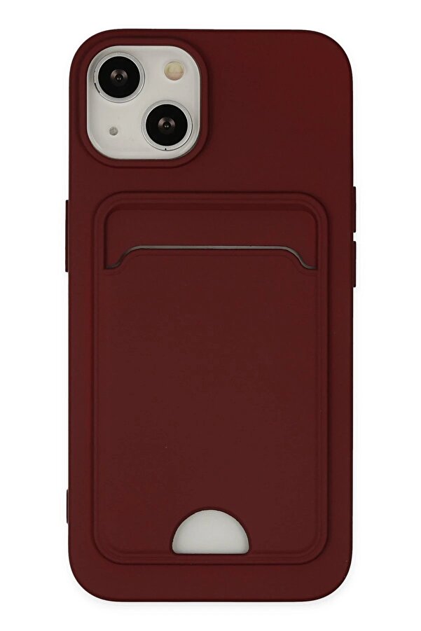 İphone 14 Plus Kılıf Kelvi̇n Kartvi̇zi̇tli̇ Si̇li̇kon - Bordo - Dropx3166-6226