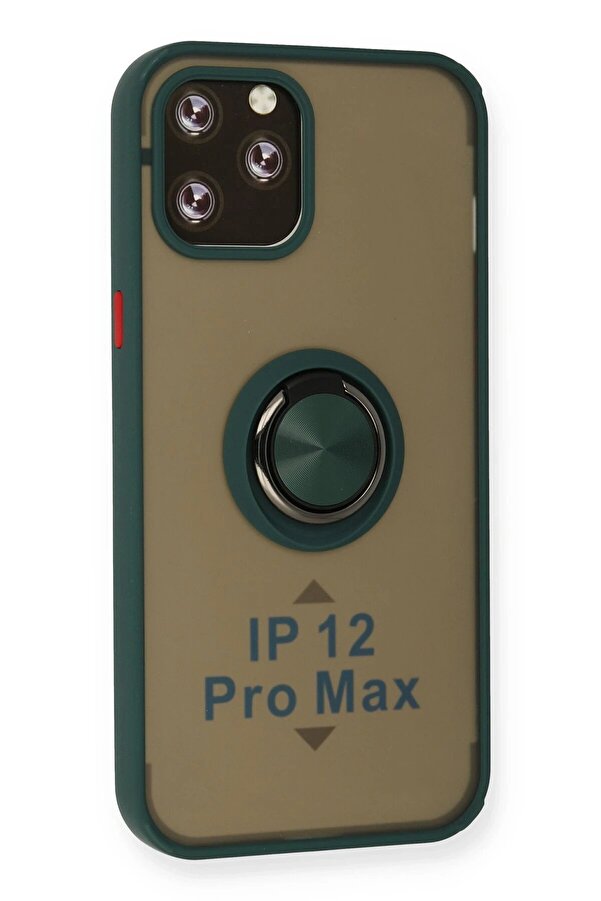İphone 12 Pro Max Kılıf Montreal Yüzüklü Si̇li̇kon Kapak - Yeşi̇l - Dropx9259-4956