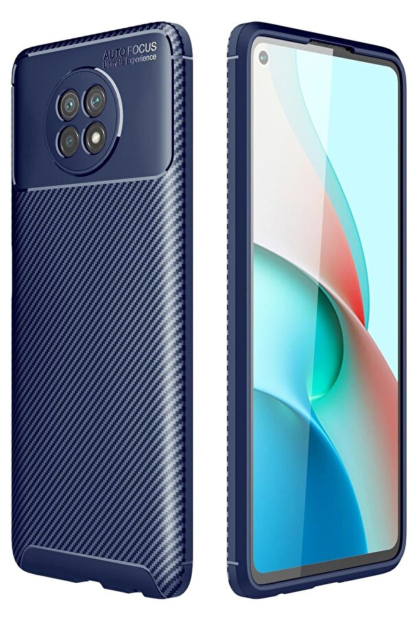 Xi̇aomi̇ Redmi̇ Note 9 5G Kılıf Auto Focus Karbon Kapak - Laci̇vert - Dropx1070-1012