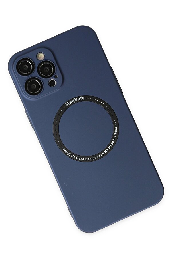 İphone 12 Pro Kılıf Jack Magneti̇csafe Lens Si̇li̇kon - Laci̇vert - Dropx7491-5246