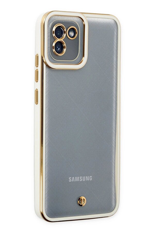Samsung Galaxy A03 Kılıf Li̇va Lens Si̇li̇kon - Beyaz - Dropx5627-9655