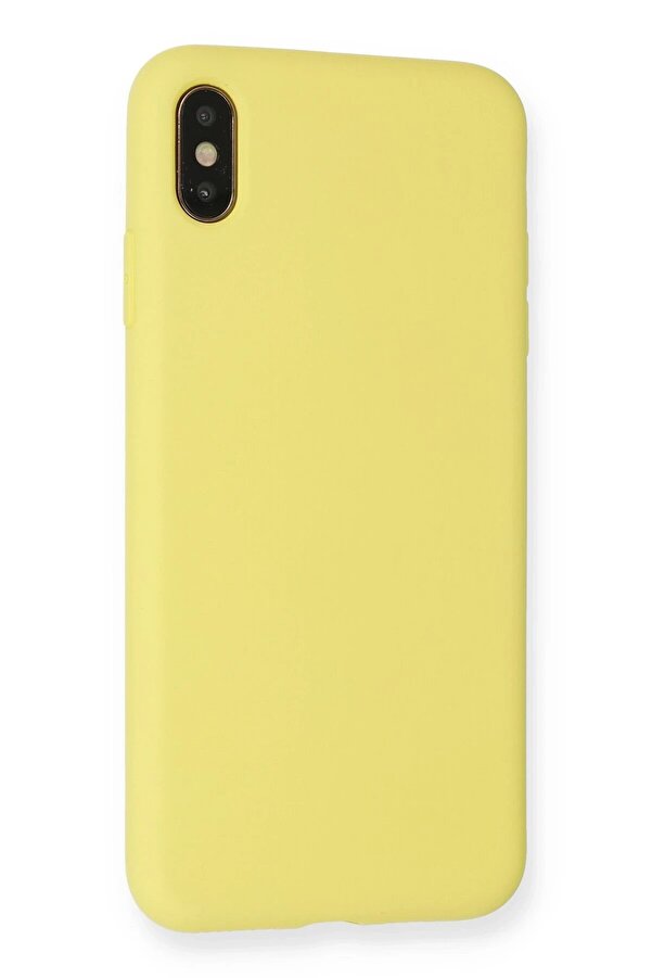 İphone Xs Max Kılıf Nano İçi̇ Kadi̇fe Si̇li̇kon - Mat Sarı - Dropx8330-4974