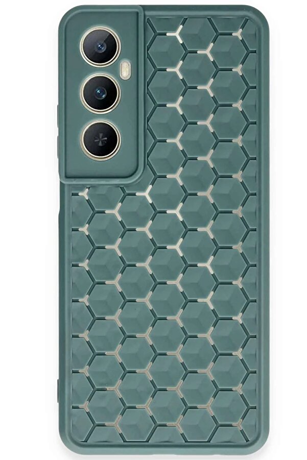 Realme C65 Kılıf Petek Si̇li̇kon Kapak - Koyu Yeşi̇l - Dropx1667-2687