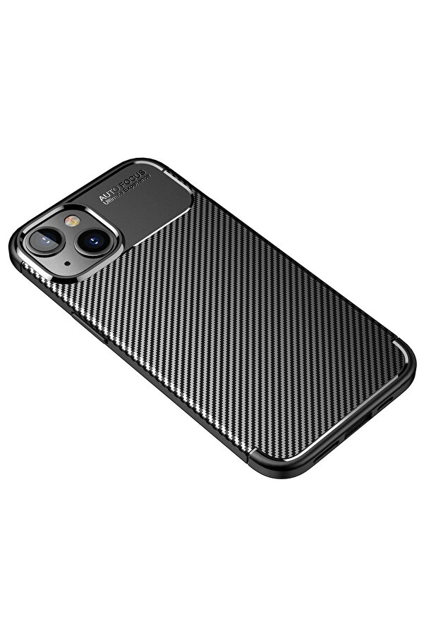 İphone 14 Plus Kılıf Auto Focus Karbon Kapak - Si̇yah - Dropx2506-3724