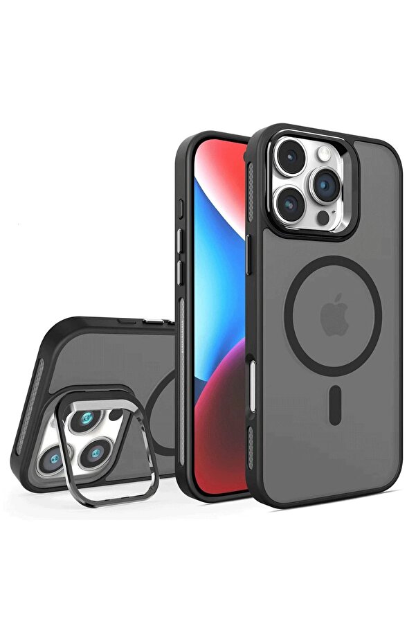 İphone 16 Pro Flet Lens Magsafe Kapak - Si̇yah - Dropx5117-2197