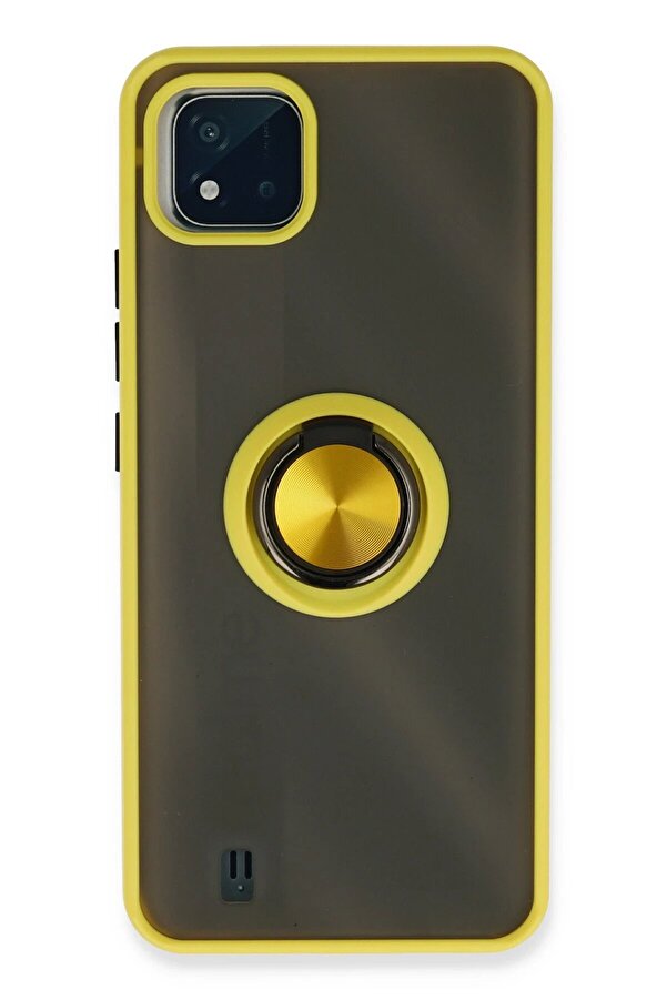 Realme C11 2021 Kılıf Montreal Yüzüklü Si̇li̇kon Kapak - Sarı - Dropx2426-3805