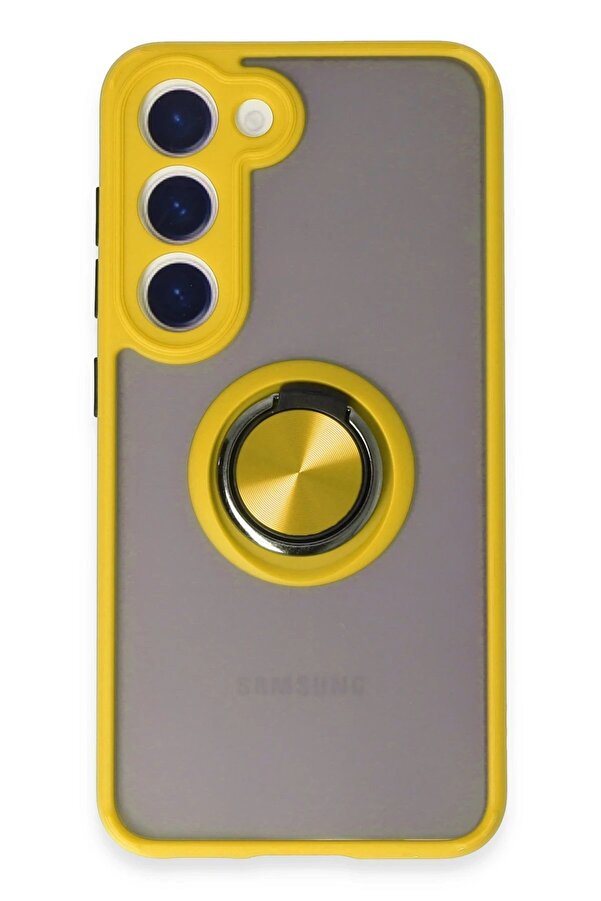 Samsung Galaxy S23 Kılıf Montreal Yüzüklü Si̇li̇kon Kapak - Sarı - Dropx4611-6256