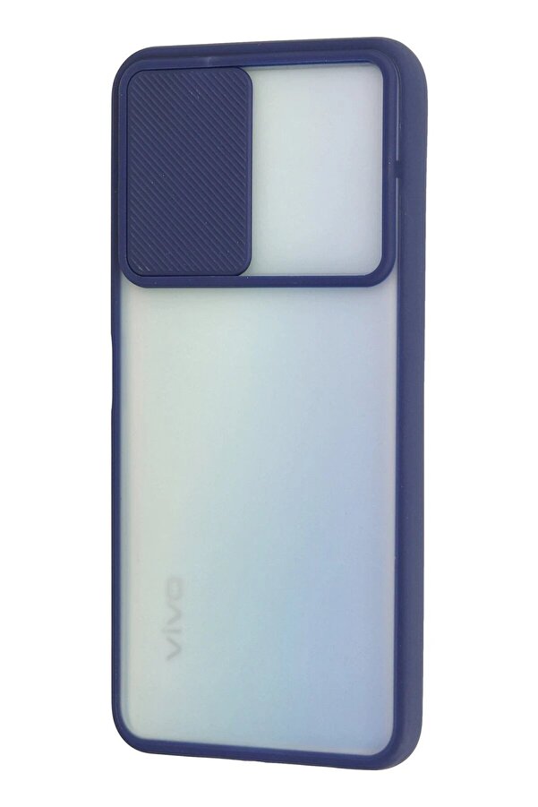 Vi̇vo Y53S Kılıf Palm Buzlu Kamera Sürgülü Si̇li̇kon - Laci̇vert - Dropx1392-8413