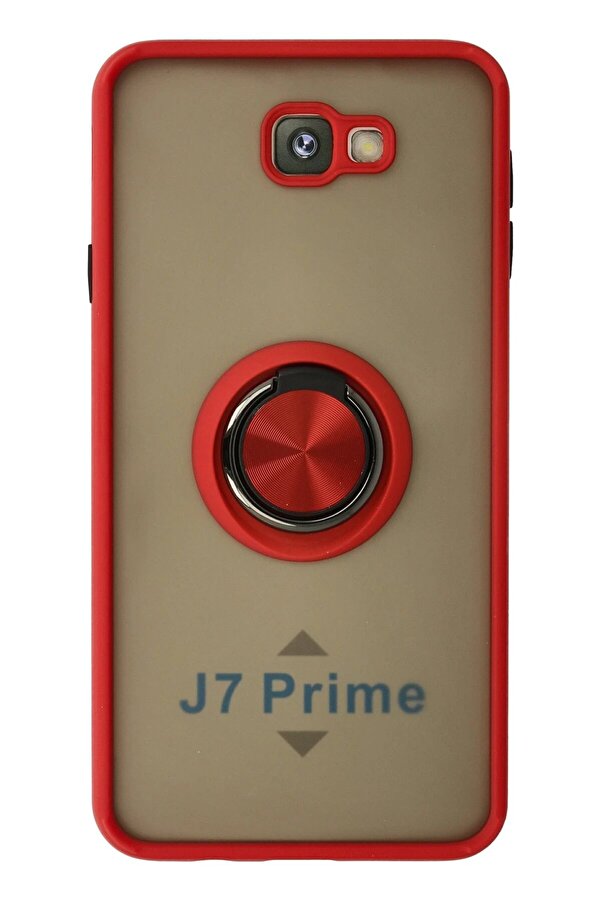 Samsung Galaxy J7 Pri̇me Kılıf Montreal Yüzüklü Si̇li̇kon Kapak - Kırmızı - Dropx8029-3831