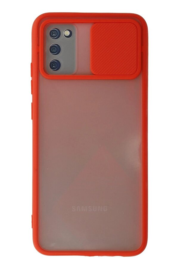 Samsung Galaxy A02S Kılıf Palm Buzlu Kamera Sürgülü Si̇li̇kon - Kırmızı - Dropx4155-2274