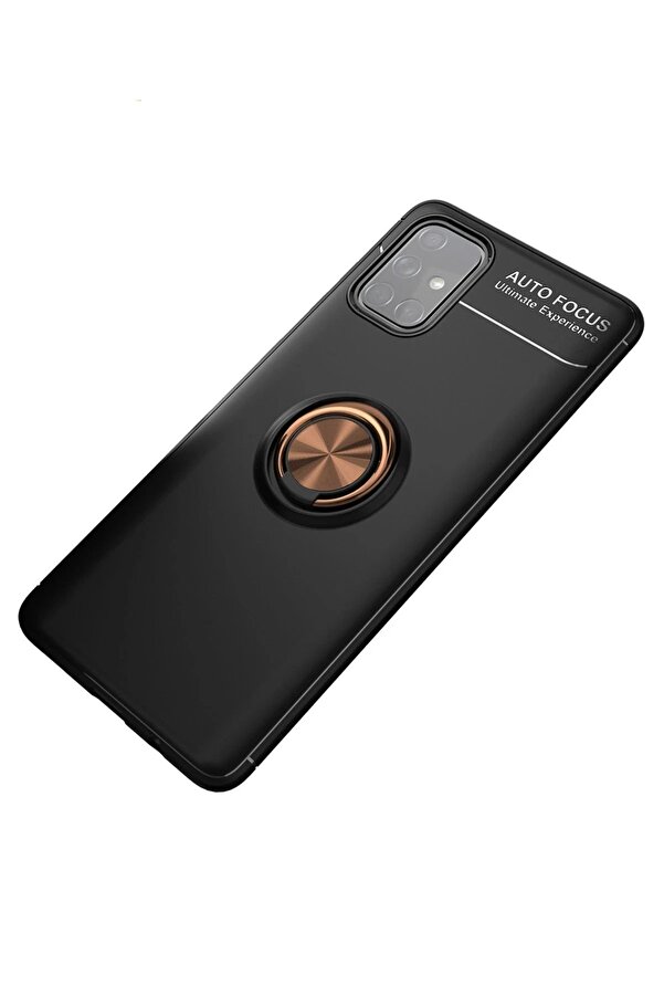Samsung Galaxy M31S Kılıf Range Yüzüklü Si̇li̇kon - Si̇yah-Gold - Dropx3275-7193