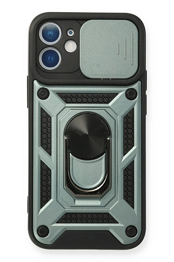 İphone 12 Mi̇ni̇ Kılıf Pars Lens Yüzüklü Si̇li̇kon - Yeşi̇l - Dropx3768-5742