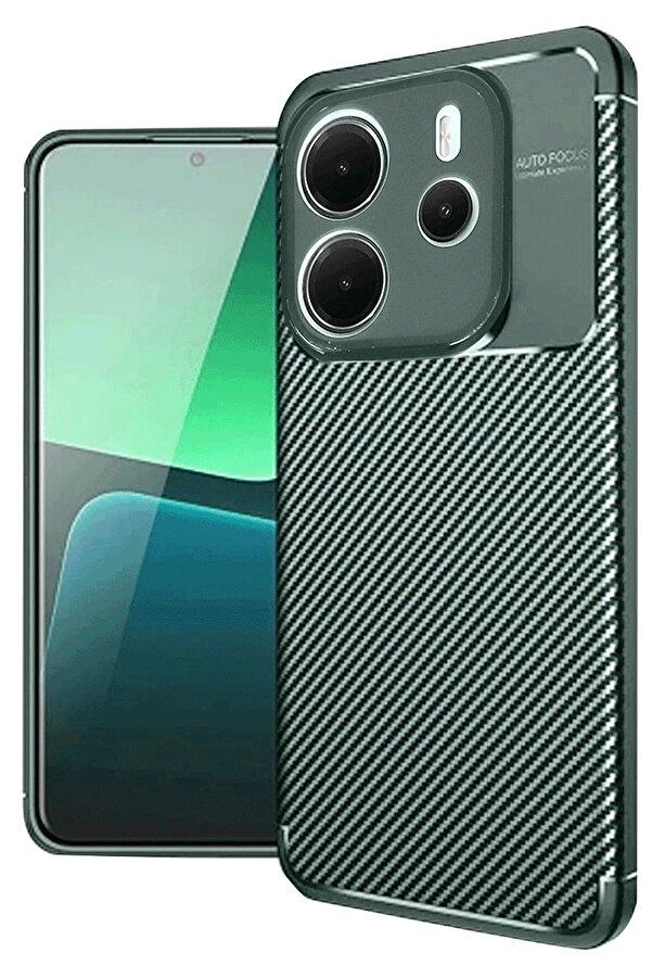 Xi̇aomi̇ Redmi̇ Note 14 4G Kılıf Auto Focus Karbon Kapak - Koyu Yeşi̇l - Dropx6466-7623