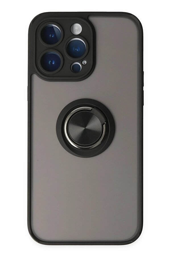 İphone 14 Pro Max Kılıf Montreal Yüzüklü Si̇li̇kon Kapak - Si̇yah - Dropx5930-6299