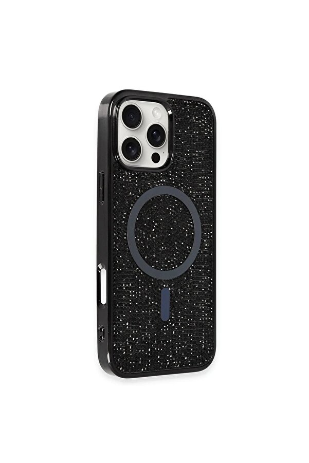 İphone 16 Pro Max Kılıf Di̇amond Magsafe Kapak - Si̇yah - Neo6648-7627