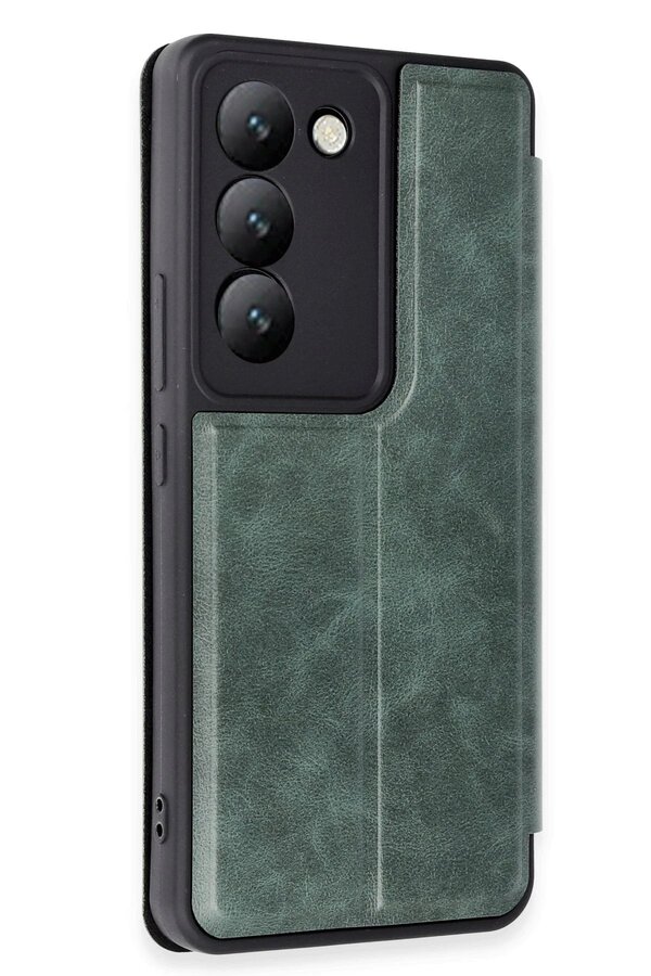 Vi̇vo V30 Li̇te 4G Kılıf Fli̇p Cover - Koyu Yeşi̇l - Dropx8257-9441