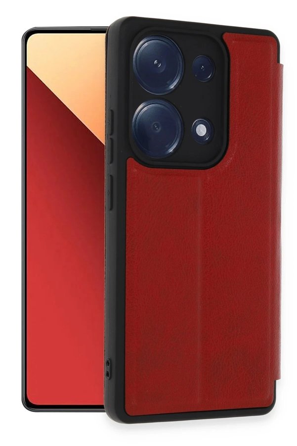 CepteToptan Xiaomi Redmi Note 13 Pro 4G Kılıf Flip Cover - Kırmızı - DROPX5075-5993