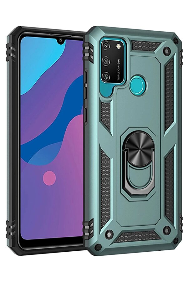 Huawei̇ Y6P Kılıf Sofya Yüzüklü Si̇li̇kon Kapak - Yeşi̇l - Dropx6333-4658