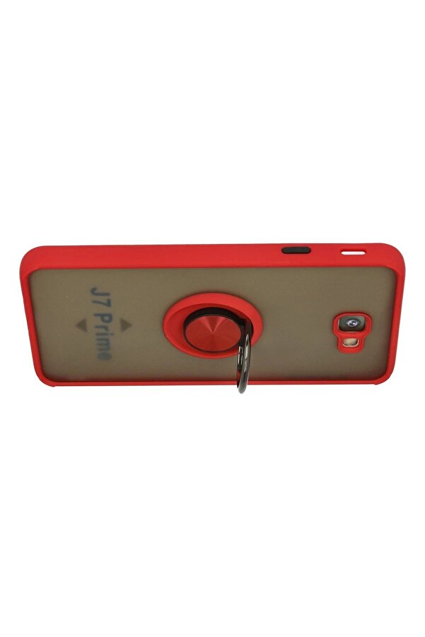 Samsung Galaxy J7 Pri̇me Kılıf Montreal Yüzüklü Si̇li̇kon Kapak - Kırmızı - Dropx8029-3831