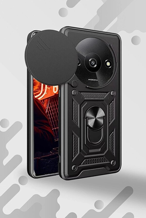 Xi̇aomi̇ Redmi̇ A3 4G Kılıf Pars Lens Yüzüklü Si̇li̇kon - Kırmızı - Dropx4852-2143