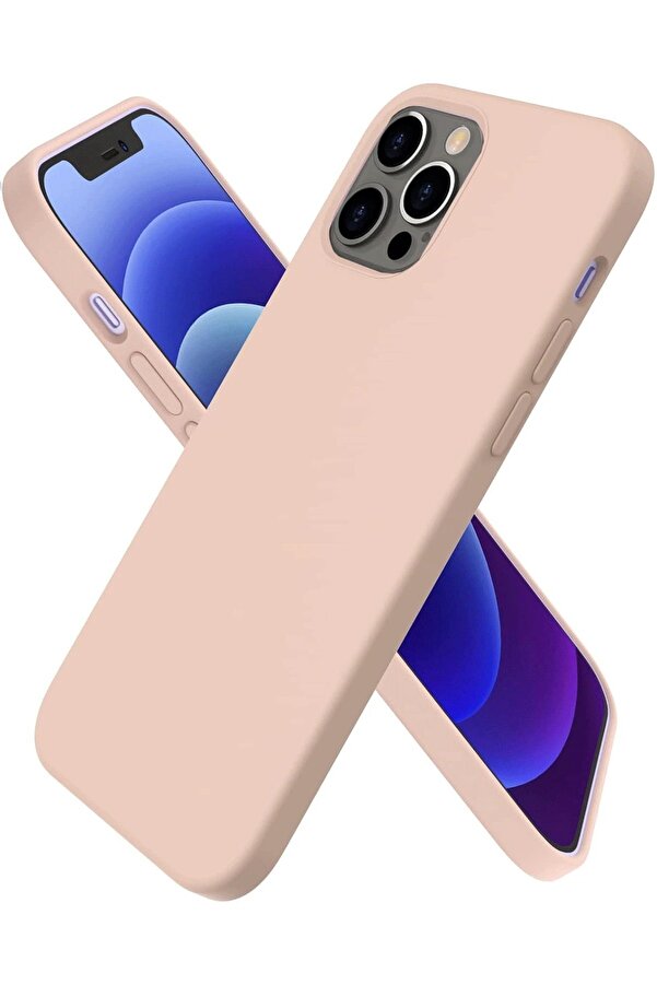 İphone 12 Pro Kılıf Fi̇rst Si̇li̇kon - Pudra - Dropx8790-4870