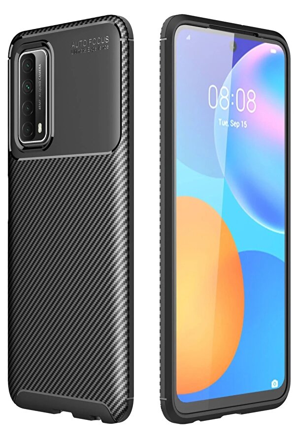 Huawei̇ P Smart 2021 Kılıf Auto Focus Karbon Kapak - Si̇yah - Dropx8703-3261