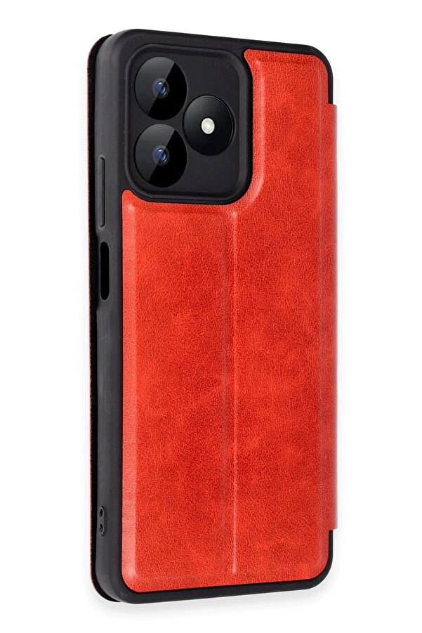 Realme Note 50 4G Kılıf Fli̇p Cover - Kırmızı - Dropx6880-5359