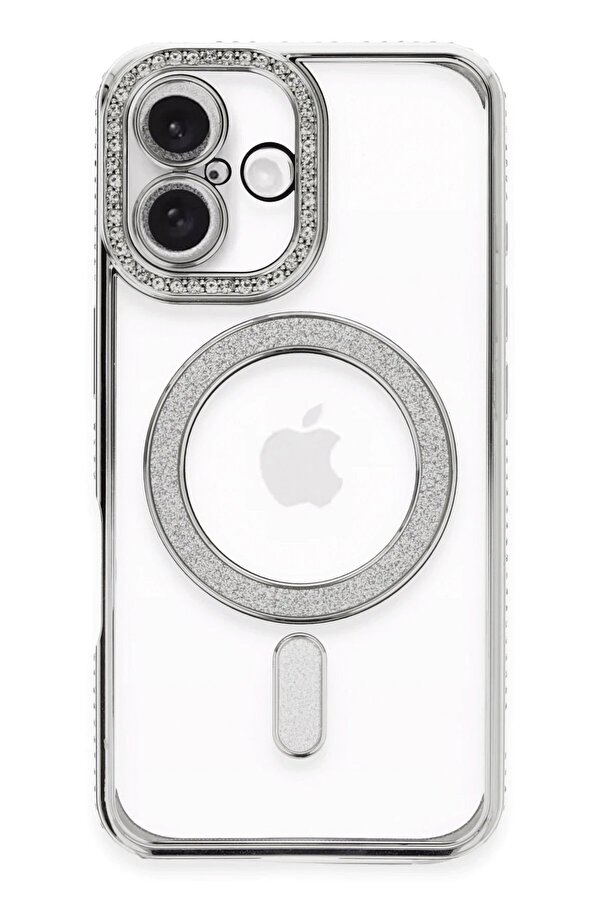 İphone 16 Plus Kılıf Joke Si̇mli̇ Magneti̇csafe Kılıf - Gümüş - Dropx7012-6672