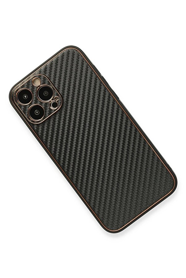 İphone 13 Pro Max Kılıf Coco Karbon Si̇li̇kon - Si̇yah - Dropx2575-3796