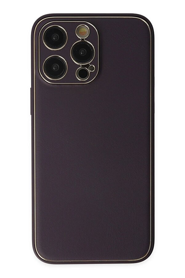 İphone 13 Pro Kılıf Coco Deri̇ Si̇li̇kon Kapak - Deri̇n Mor - Dropx1462-9305