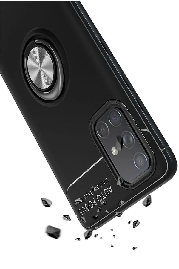 Samsung Galaxy M31S Kılıf Range Yüzüklü Si̇li̇kon - Si̇yah-Gold - Dropx3275-7193