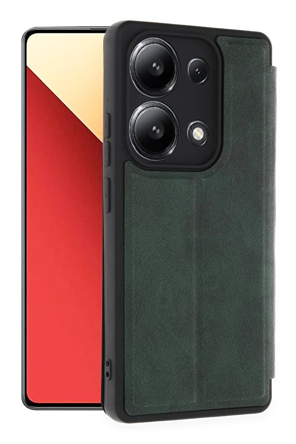 Xi̇aomi̇ Redmi̇ Note 13 4G Kılıf Fli̇p Cover - Koyu Yeşi̇l - Dropx2931-4556