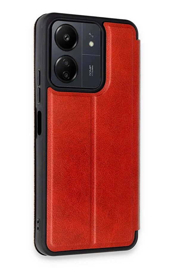 Xi̇aomi̇ Redmi̇ 13C Kılıf Fli̇p Cover - Kırmızı - Dropx9027-3583