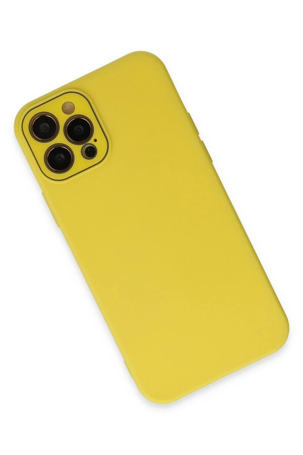 İphone 12 Pro Max Kılıf Lansman Glass Kapak - Sarı - Dropx5125-9526