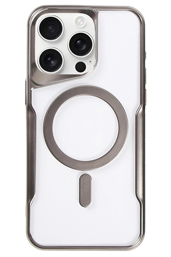 İphone 16 Pro Kılıf Boyi̇ Magsafe Si̇li̇kon Kapak - Ti̇tan Gri̇ - Dropx4547-1026