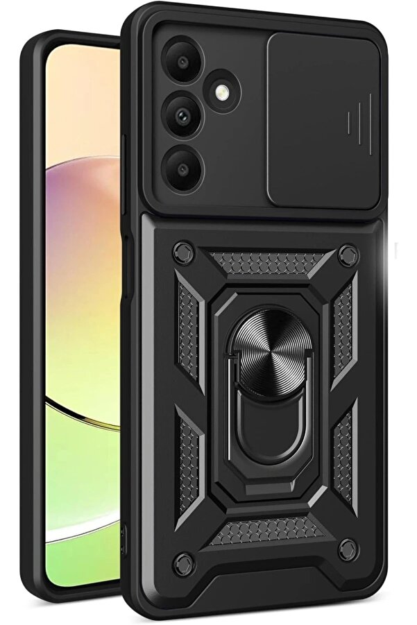 Samsung Galaxy M15 Kılıf Pars Lens Yüzüklü Si̇li̇kon - Si̇yah - Dropx5257-1370