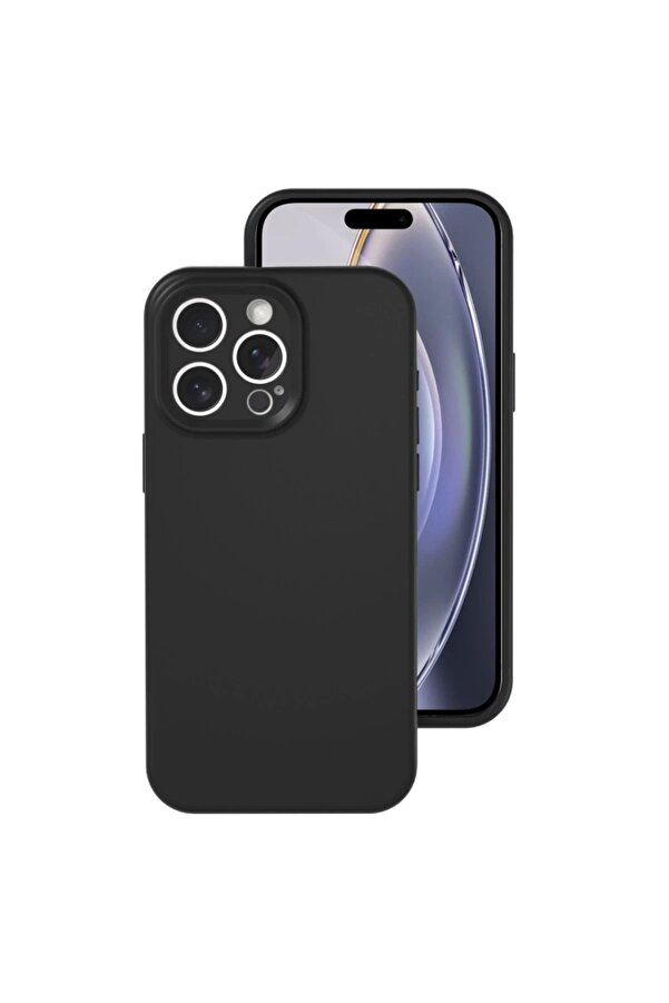 İphone 16 Pro Kılıf Nano İçi̇ Kadi̇fe Si̇li̇kon - Si̇yah - Dropx3281-2226