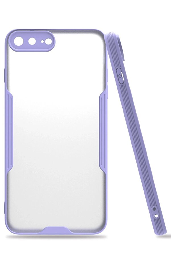 İphone 7 Plus Kılıf Plati̇n Si̇li̇kon - Li̇la - Dropx1660-2587