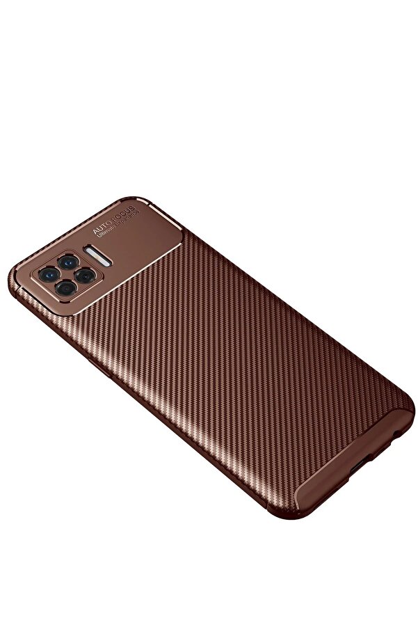 Oppo A73 Kılıf Auto Focus Karbon Kapak - Kahverengi̇ - Dropx2306-4192