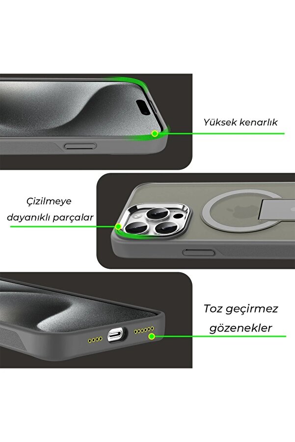 İphone 14 Pro Tork Magsafe Standlı Kapak - Si̇yah - Dropx6312-4839