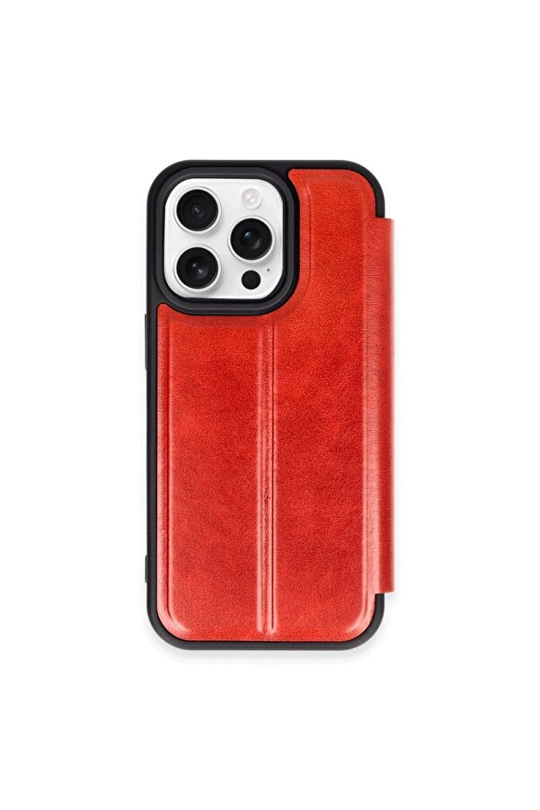İphone 15 Pro Max Kılıf Fli̇p Cover - Kırmızı - Dropx7551-6649
