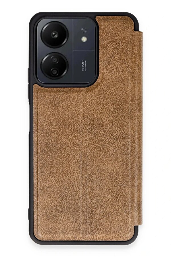 Xi̇aomi̇ Redmi̇ 13C Kılıf Fli̇p Cover - Taba - Dropx6567-5797
