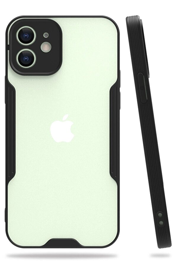 İphone 12 Kılıf Plati̇n Si̇li̇kon - Si̇yah - Dropx3161-1995