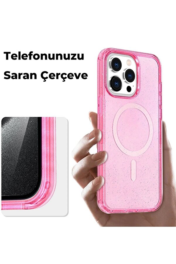İphone 14 Pro Kılıf Glow Magsafe Kapak - Pembe - Dropx1309-6711